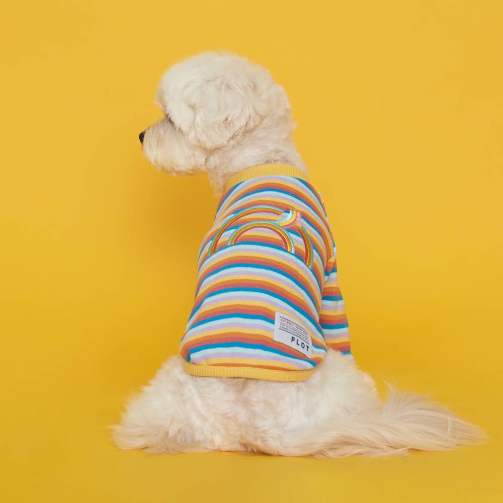 플로트 레인보우로고티셔츠 강아지옷 옐로우