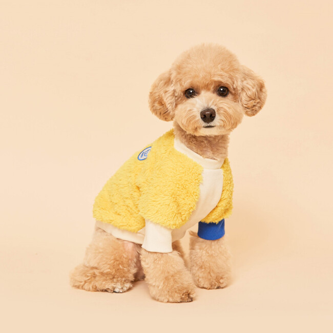 [무료배송] 플로트 플러피후리스 콤비 맨투맨 옐로우 강아지옷